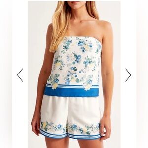 Abercrombie & Fitch Floral Satin Tube Top and Shorts MATCHING SET—NWOT